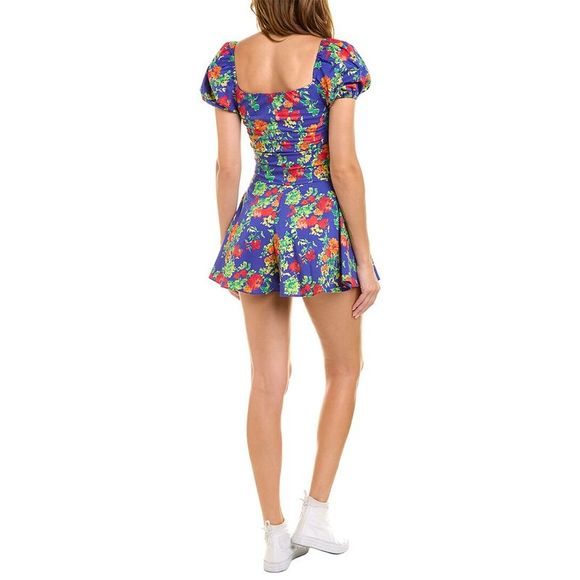 Caroline Constas Womens  Bonnie Romper, Blue - Picture 2 of 3